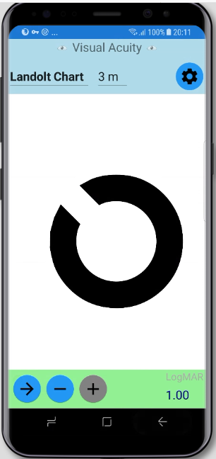 Landolt C Eye Chart on Samsung Galaxy S8 with Android